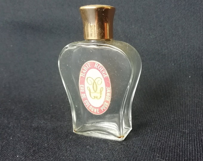 ancien flacon à parfum miniature lyre de Guerlain, eau de Cologne Habit rouge