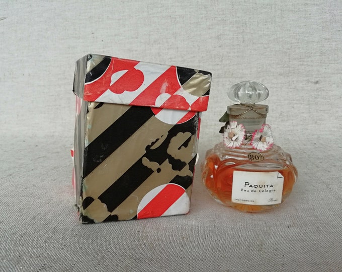 superbe flacon à parfum ancien, eau de Cologne Paquita / le parfumeur Monternier à Paris