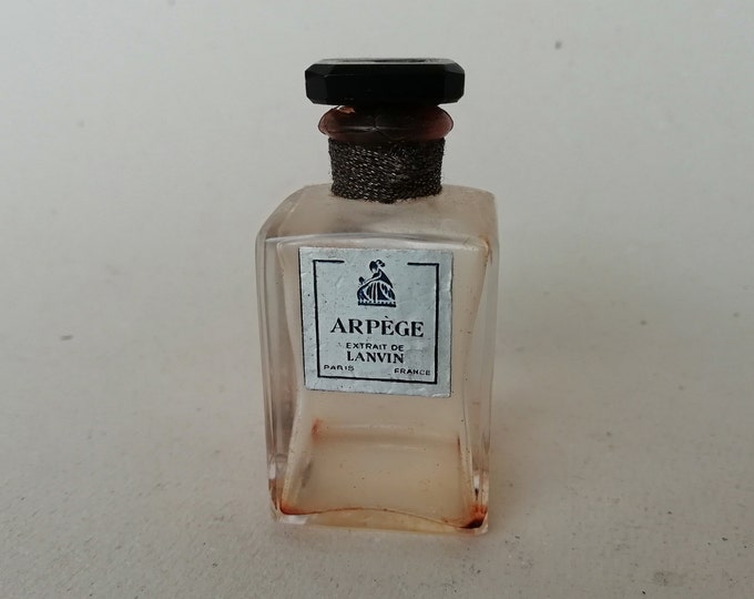 petit flacon à parfum ancien, LANVIN Arpège, bouchon émeri, dessin de P.Iribe