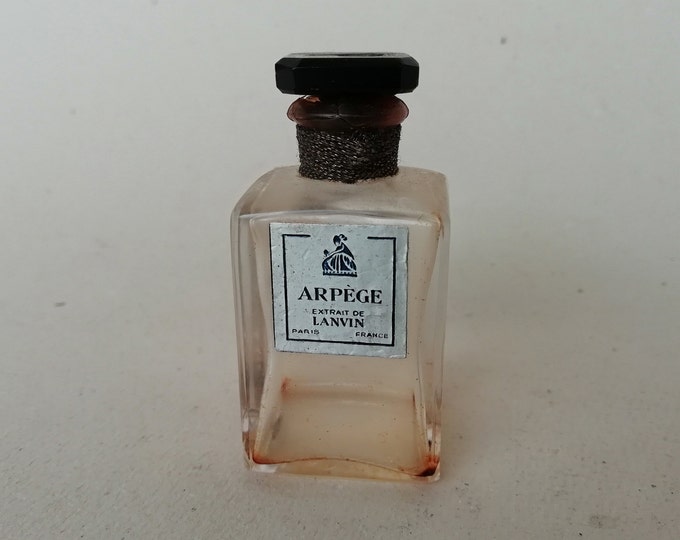 petit flacon à parfum ancien, LANVIN Arpège, bouchon émeri, dessin de P.Iribe