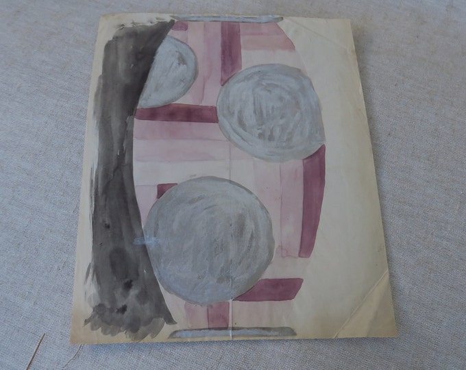 superbe dessin préparatoire exécuté par Edouard Cazaux dans les années 25-30, étude, projet à l'aquarelle d'un vase art-décoratif