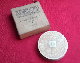 ancienne boite à fard parfumerie Grenoville, collection diverse parfum poudre