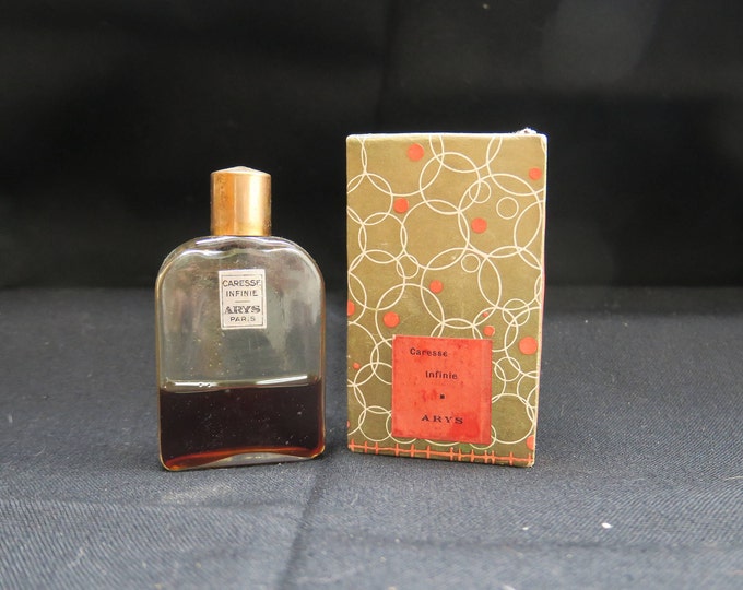 Flacon à parfum ancien, Caresse infinie parfumerie Arys dans sa boite d'origine