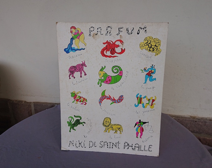 publicité en carton Niki de Saint Phalle, parfum, signe astrologique