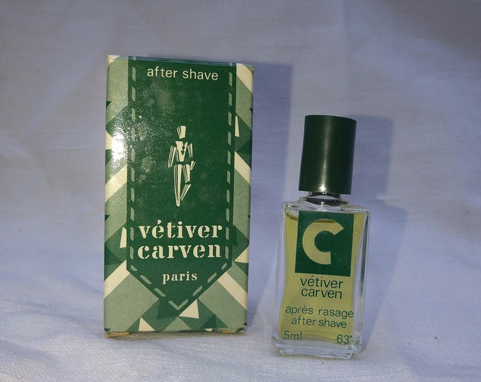 miniature ancienne et vintage du parfumeur Carven, vétiver après rasage, after shave 5 ml