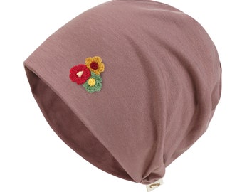 ililily Flower Chemo Hat Tencel Lyocell Chemo Beanie Ultra Soft Head Cover Sleep Hat