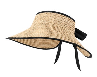 Color : Black GXF Spring and Summer New Ladies Straw hat White top hat Sun hat Travel Sun hat Photo hat 
