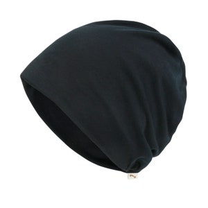 ililily Chemo Hat TENCEL™Lyocell Color Ultra Soft Stretchable Beanie Head Cover 6 Black