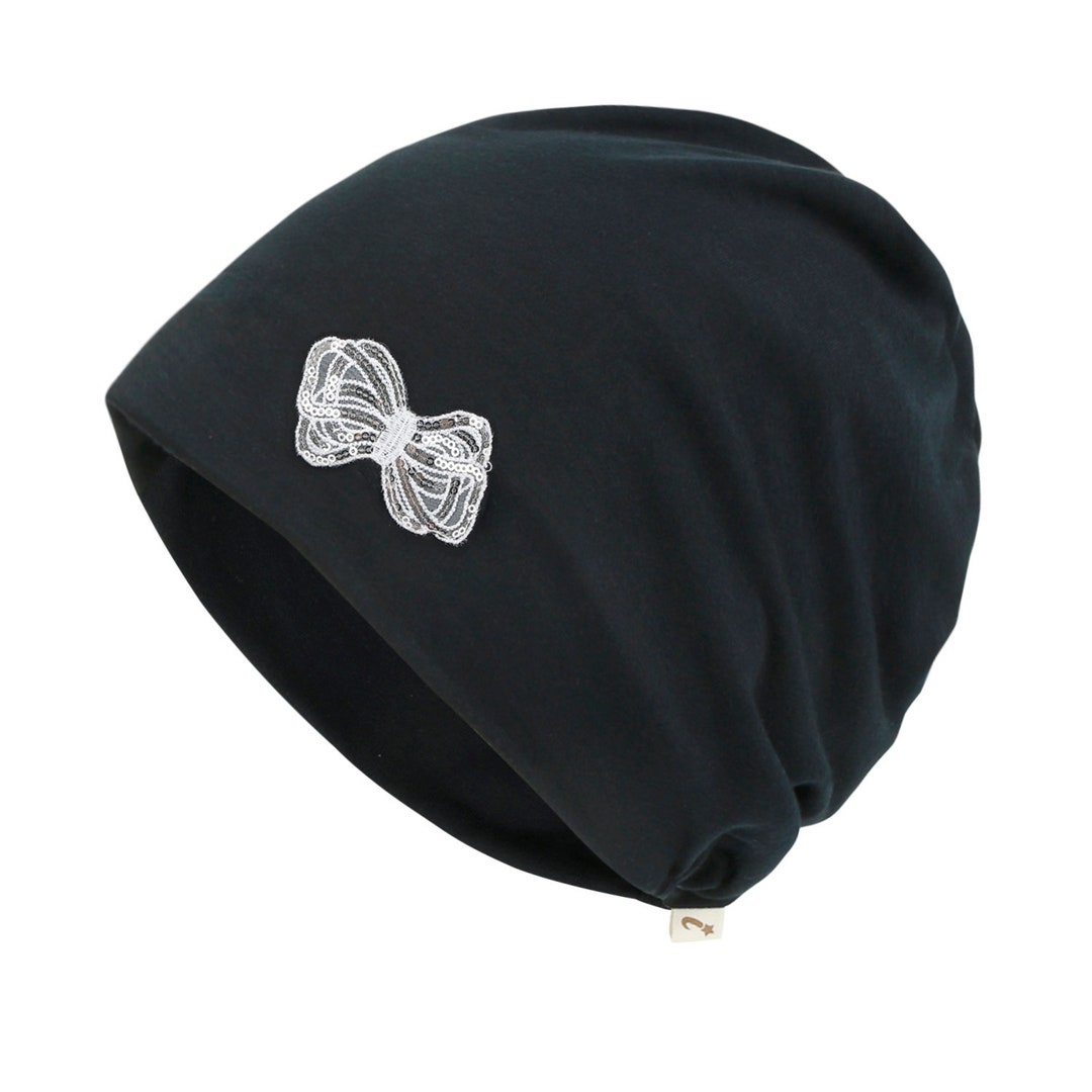 Ililily Tencel Lyocell Flower Trim Chemo Hair Loss Beanie Ultra Soft Stretchable Head Cover Sleep Hat