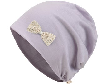 ililily Ribbon Chemo Hat Tencel Lyocell Chemo Beanie Ultra Soft Head Cover Sleep Hat