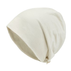 ililily Chemo Hat TENCEL™Lyocell Color Ultra Soft Stretchable Beanie Head Cover 3 Beige