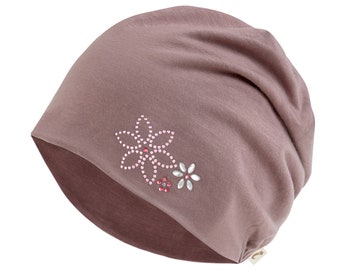 2 Chemo Hats Set |  ililily TENCEL™Lyocell Color Rhinestone Chemo Beanie Ultra Soft Head Cover Sleep Hat