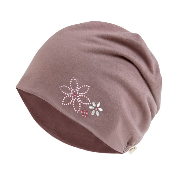 2 Chemo Hats Set |  ililily TENCEL™Lyocell Color Rhinestone Chemo Beanie Ultra Soft Head Cover Sleep Hat