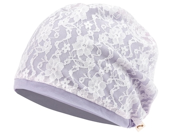ililily Laced Chemo hat TENCEL™Lyocell Chemo Beanie Soft Head Cover Sleep Hat