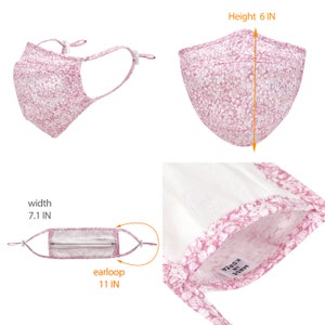 ililily Face Mask Cotton Double Layer Patterned Face Mask Flower Pattern Washable Fashion Mask 098-1 Pink