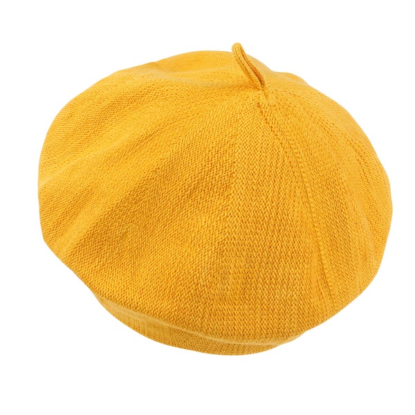 ililily Solid Color Cotton Knitted French Beret Light Weight Artist Flat Hat