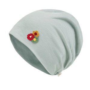 ililily Flower Chemo Hat Tencel Lyocell Chemo Beanie Ultra Soft Head Cover Sleep Hat Grey