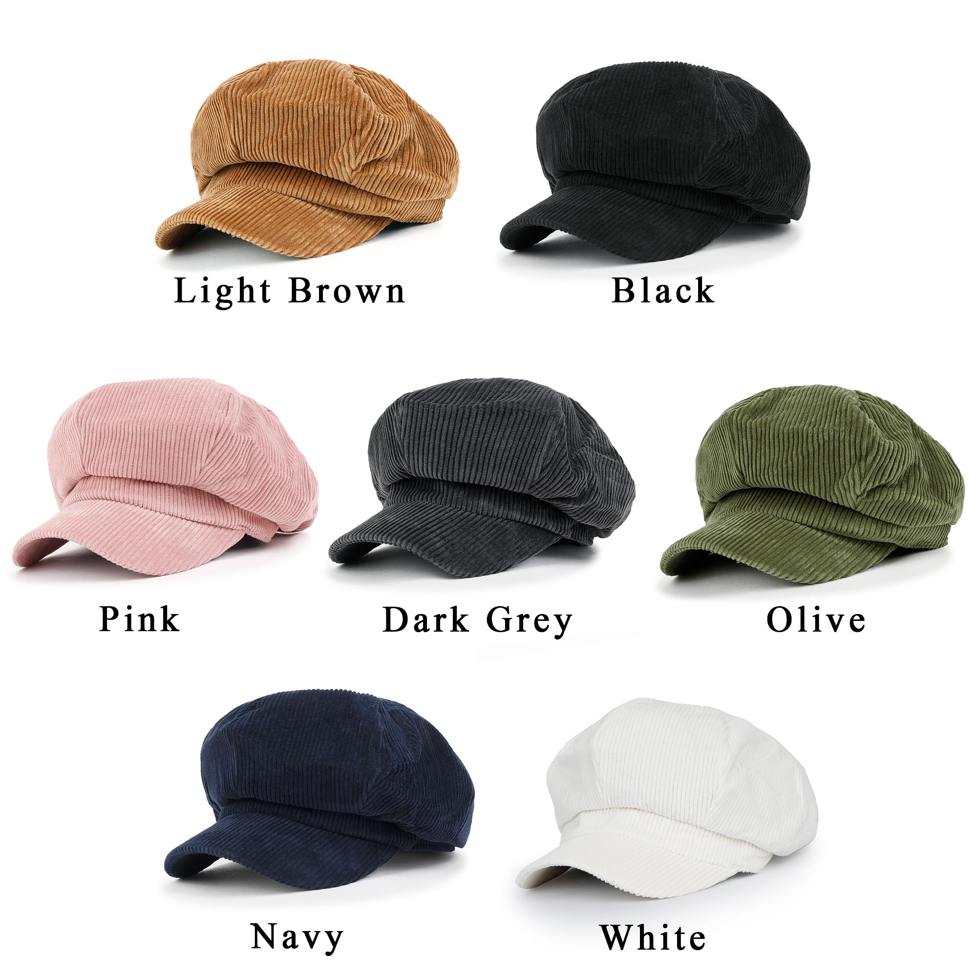 Ililily Washed Cotton Newsboy Cabbie Cap Corduroy Duck Bill Flat