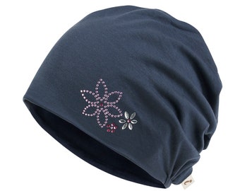 Bonnet chimio avec strass ililily Bonnet chimio couleur TENCEL™ Lyocell Bonnet de nuit ultra doux