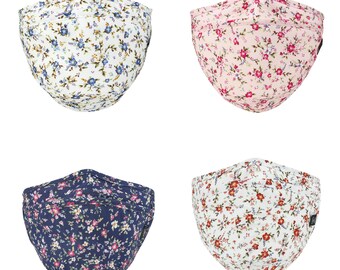 ililily Face Mask Cotton Double Layer Patterned Face Mask Flower Pattern Washable Fashion Mask