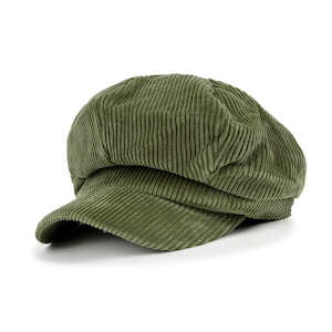 ililily Washed Cotton Newsboy Cabbie Cap Corduroy, Wool, Herringbone, Light Cotton Duck Bill Flat Hunting Hat