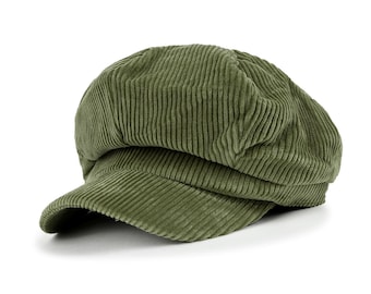 ililily Washed Cotton Newsboy Cabbie Cap Corduroy, Wool, Herringbone, Light Cotton Duck Bill Flat Hunting Hat