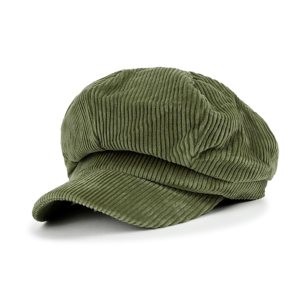ililily Gorra Newsboy Cabbie de algodón lavado, pana, lana, espiga, visera plana de algodón ligero.