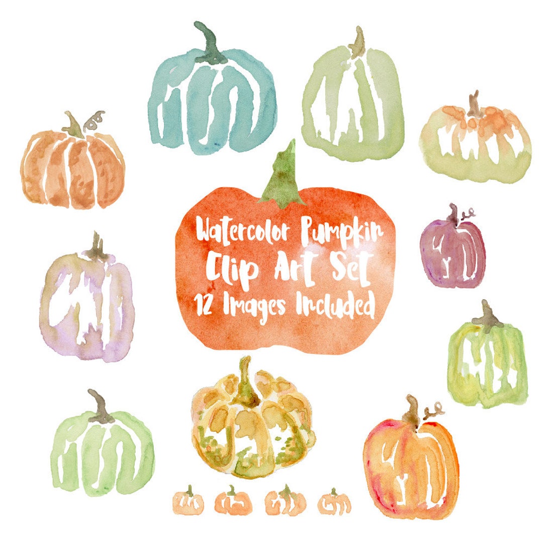 Watercolor Pumpkin Clip Art Set - Instant Digital Download - Etsy