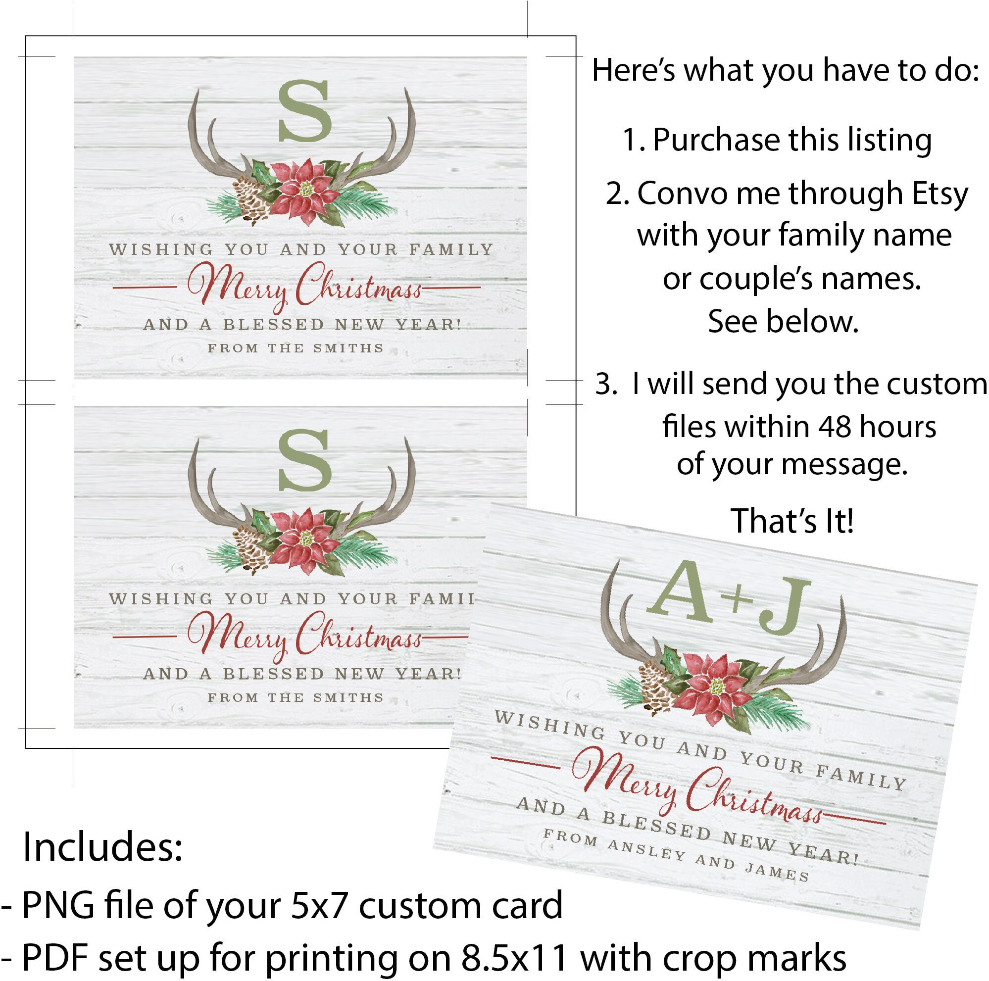 Antler Christmas Card 