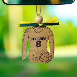 Volleyball Player Jersey Ornaments - Volleyball Car Charms - Volleyball Magnets - Senior Night Gifts - Senior Night Decor