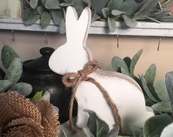 Decorazione coniglietto pasquale, mensola in legno stile fattoria, vassoio a più livelli, decorazione primaverile, 6 o 8, glitter opaco anticato - Italia