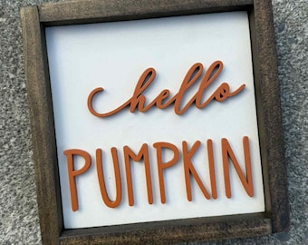 Handmade Hello Pumpkin Wood Sign: Rustic Farmhouse Fall Decor