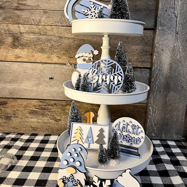 Winter Tiered Tray Decor Etsy