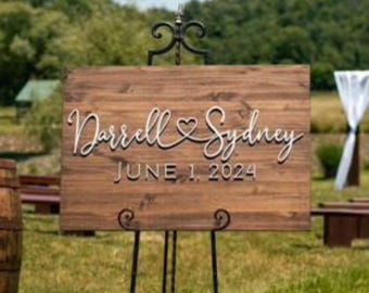 Custom Wooden Wedding Welcome Sign: Personalized Wedding Decor