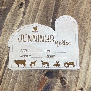 Farm Baby Announcement, Baby personalized announcement, Baby Farm Stat, Baby Shower Gift, Baby Gift, Farm Theme Baby Gift, Baby Announcement