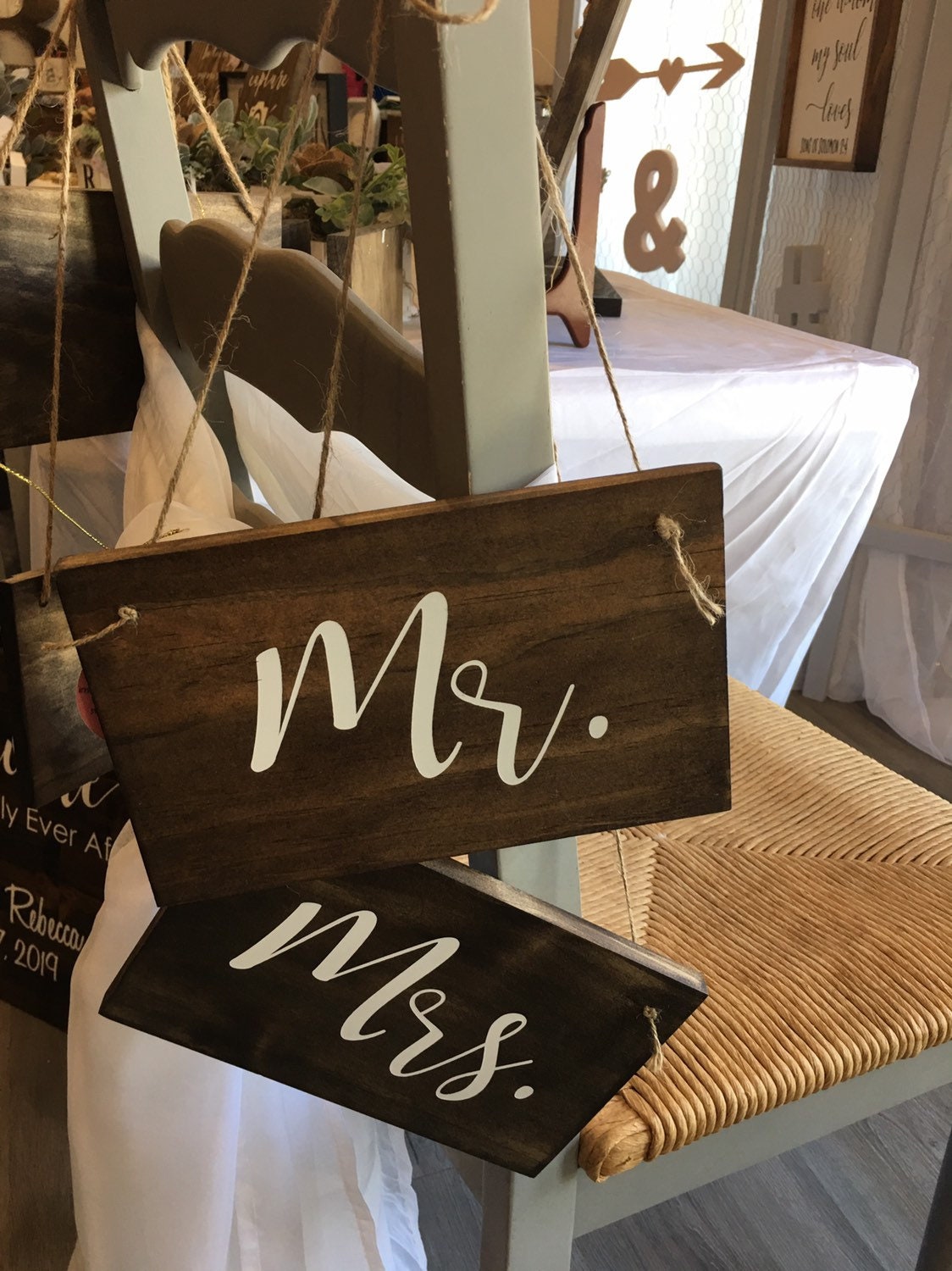 Mr. & Mrs. Chair Signs Wooden Wedding Signs READY TO SHIP | Etsy