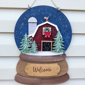 Weihnachten Türschild, Schneekugel-Türschild, Weihnachtsschild, Winter-Türschild, Einweihungsgeschenk, rundes Winterschild, Haustürschild