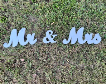 Mr. & Mrs. Table Top Signs, Wooden Wedding Signs - 8" tall