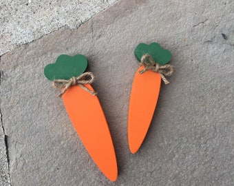 Handmade Wood Carrots Set: Tiered Tray Easter Decor