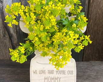 Mother's Day Wood Flower Mason Jar with Stand, Personalized Gift