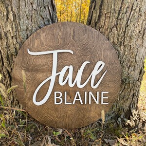 Nursery Name Sign, Kids Room Name Sign, 3D Name Sign, Baby Shower Gift, Name Reveal Sign, Round Wood Sign, Crib Sign, Nursery Theme