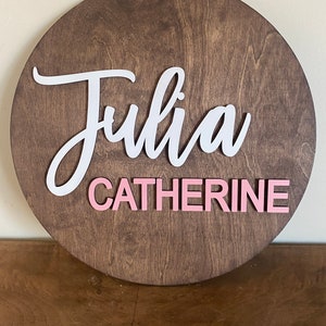 Nursery Room Sign, 3D Name Sign, Kids Name Sign, Baby Shower Gift, Round Wood Name Sign, Nursery Decor, Girl Name Sign