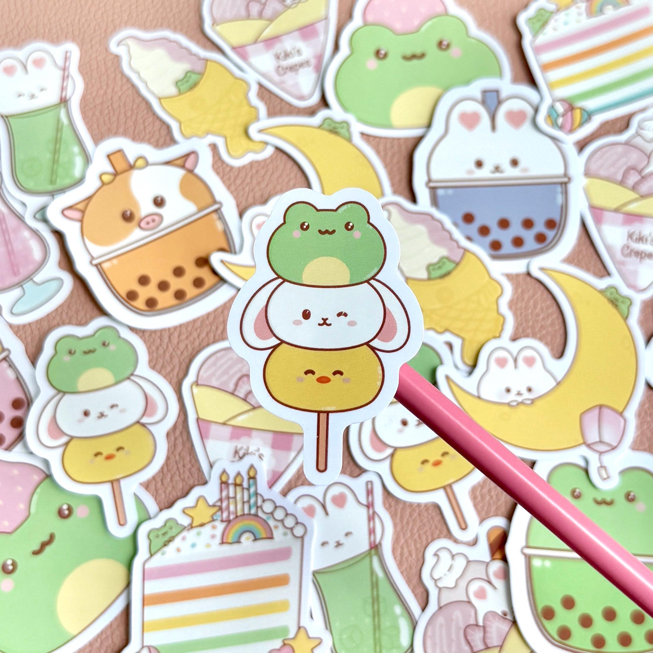 Kawaii Animal Dango Waterproof Vinyl Sticker, Duck, Bunny & Frog Mochi ...
