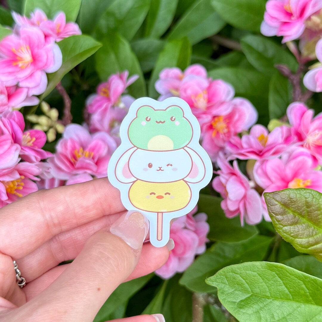 Kawaii Animal Dango Waterproof Vinyl Sticker, Duck, Bunny & Frog Mochi ...