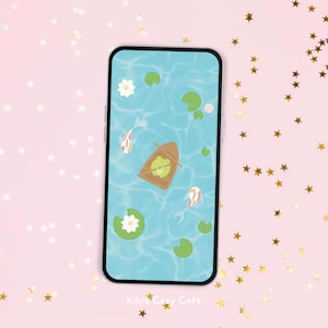 Frog Pond Theme Phone Wallpaper iPhone Galaxy iOS Kawaii Background