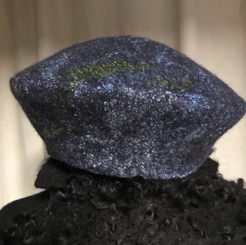wet felted,hand made beret boho,natural wool,natural fibers bamboo fiber finest merino wool