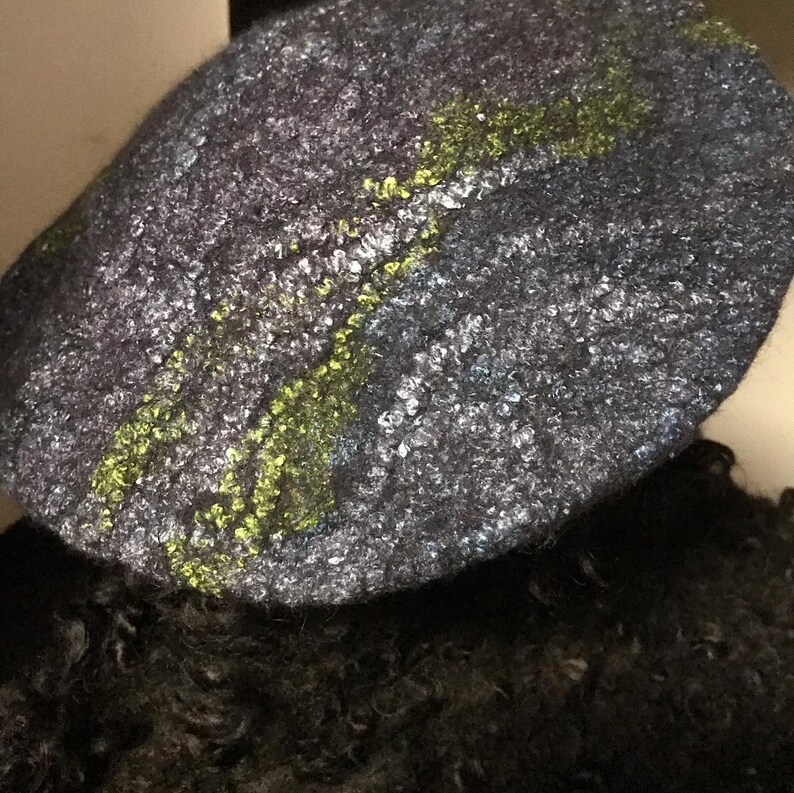wet felted,hand made beret boho,natural wool,natural fibers bamboo fiber finest merino wool