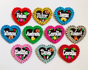Kleines Lebkuchen-Filzherz, personalisierbar, zum Anstecken,  B x H  6 x 5 cm
