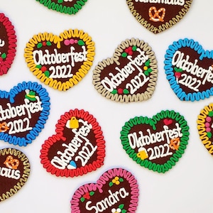 Lebkuchen-Filzherz, personalisierbar, Magnet / Kühlschrankmagnet, B x H  7,5 x 6,5 cm