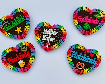 Rainbow heart with your text, gingerbread felt heart